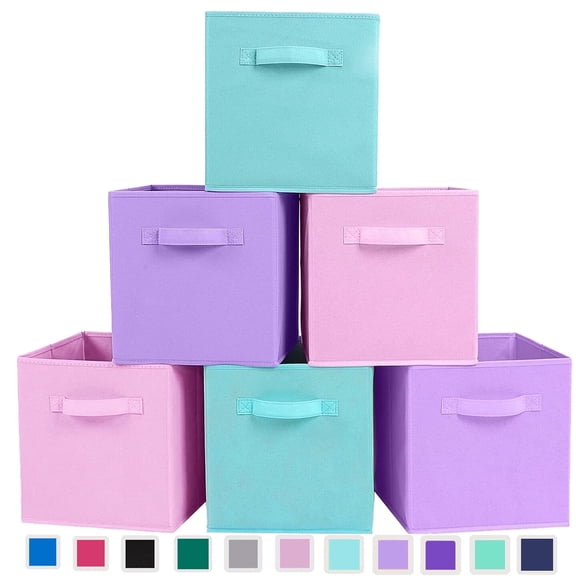 YOYTOO 6 Pack Foldable Cube Storage Bins, 11" Collapsible Fabric Cube Organizer Baskets Bins, Royal Blue