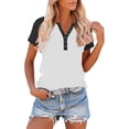 thumbnail image 2 of FAIWAD Short Sleeve Shirts for Women Raglan Sleeve Color Block Tops Summer Casual Button V Neck Blouses, 2 of 8
