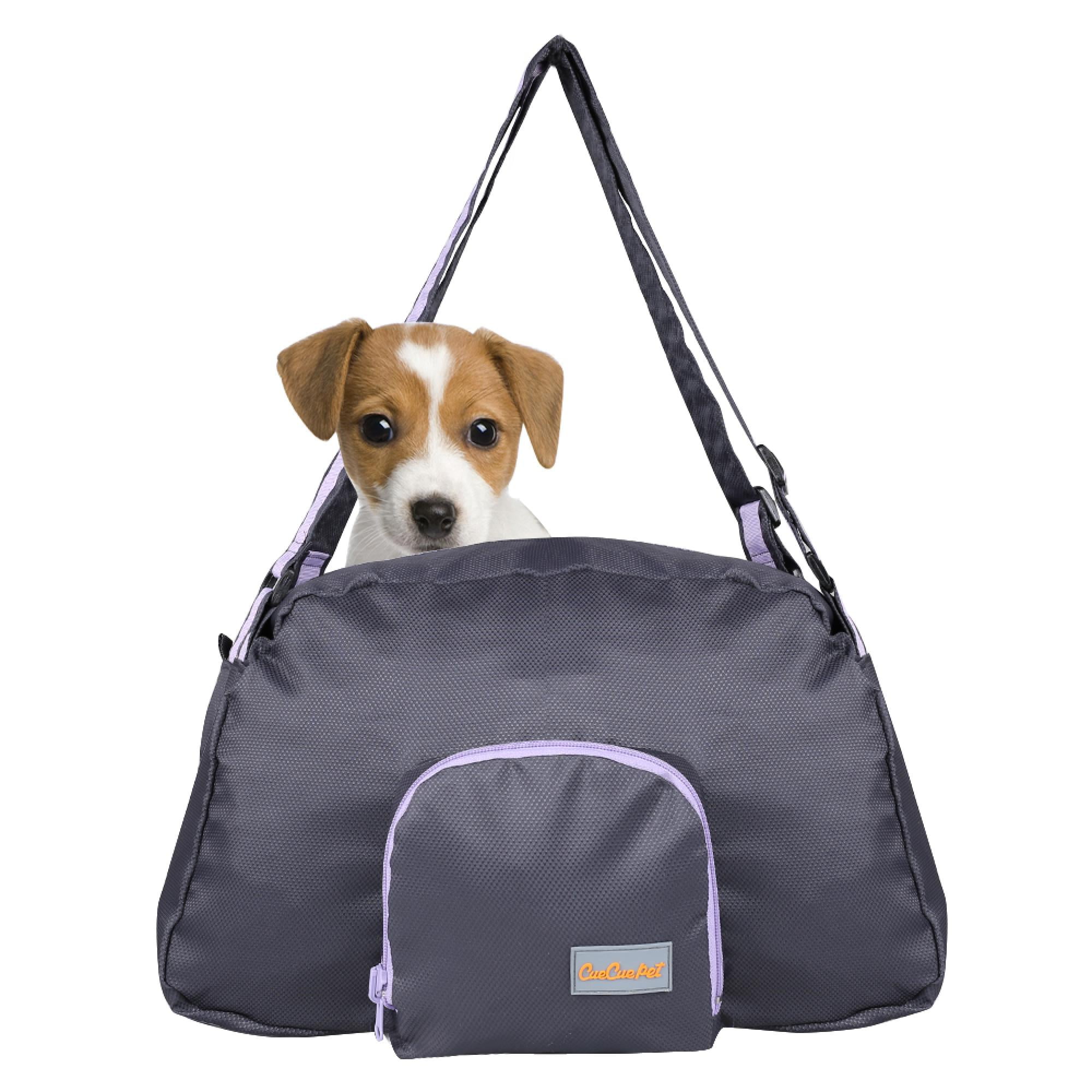 Foldable Soft Pet Carrier for Small Dogs & Cats – Lightweight Airline-Approved Travel Bag with Mesh Ventilation & Shoulder Strap – For Puppies, Kittens, Rabbits – Black Purple