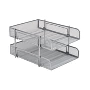 Mind Reader Stackable Paper Tray, Desktop Organizer, File Storage, Office, Metal Mesh, 2 Pcs, White