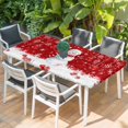 thumbnail image 2 of Red Snowman Christmas Table Cloths for 4 Foot Rectangle Tables, Xmas Balls Snowflake Patio Waterproof Elastic Fitted Tablecloths, Washable Rectangular Table Cover for Camping, 2 of 8