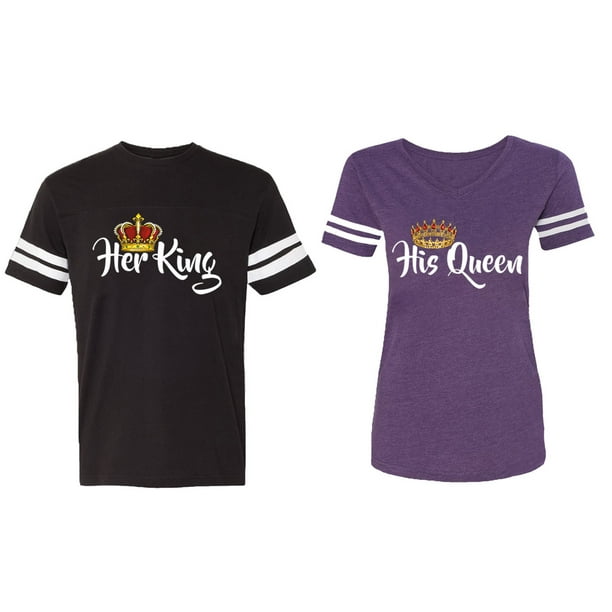Oxi Her King His Queen Matching Couple Cotton Jerseys Men Black Women Purple S L Com Her King His Queen Matching Couple, What’s The Difference Between King And Queen Bed