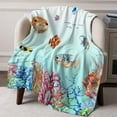thumbnail image 2 of Flannel Fleece Throw Blanket Summer Ocean Fish Coral Lightweight Soft Plush Blankets,Blue Sea Underwater World Cozy Warm Throw Blanket for Couch Sofa Bed Car Office All Season Use 40x60in, 2 of 9