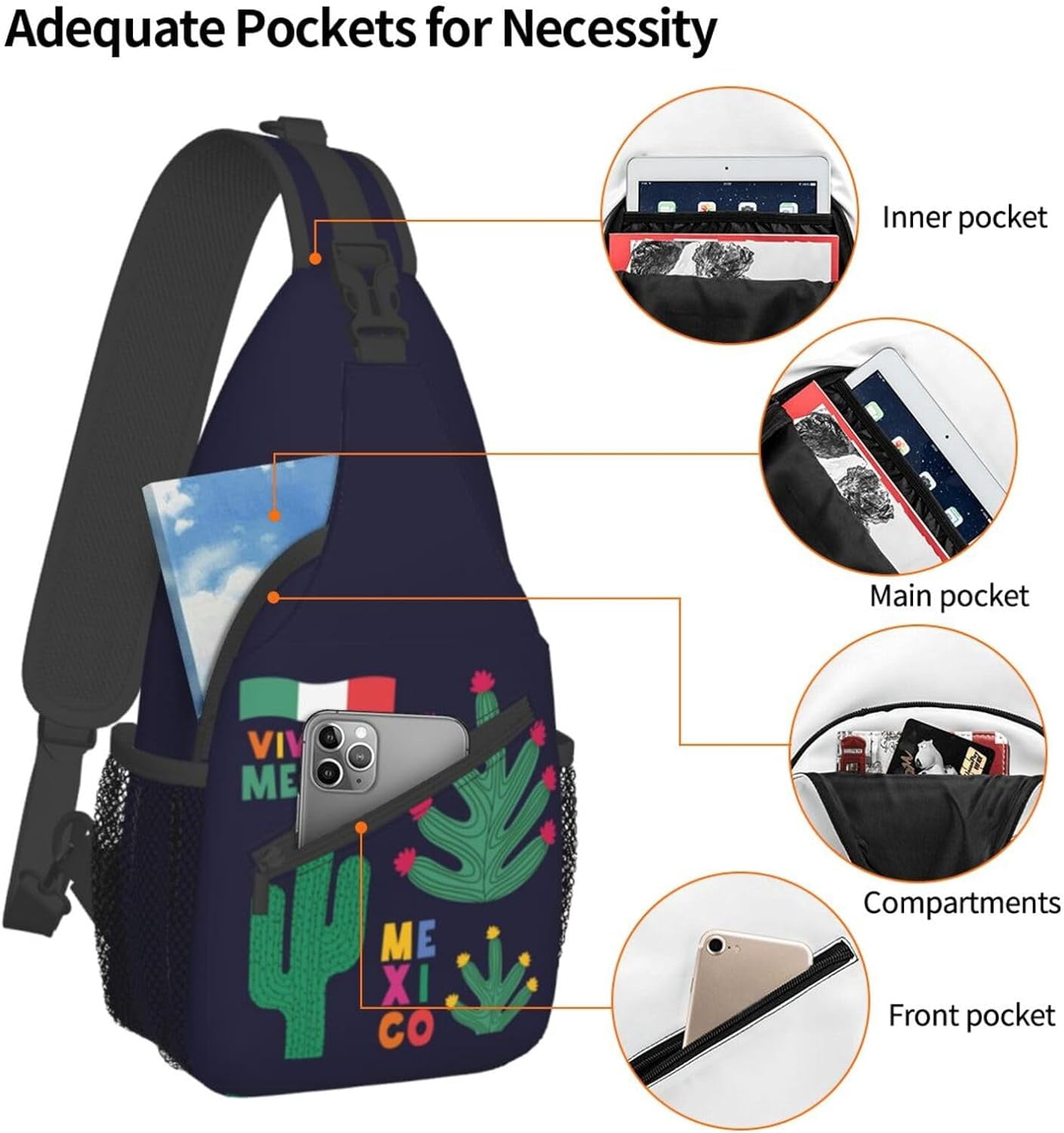 Mexico Hispanic Mexico Independence Day 2023 Sling Bag Crossbody Hiking Travel Chest Bags Backpack Shoulder Daypack for Women Men