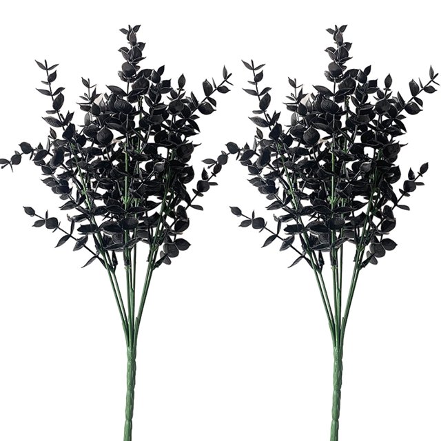 Hojas de eucalipto artificiales, Juego de 2, flores falsas negras para arreglos florales navideños, coronas, fotografía de boda