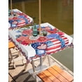 thumbnail image 2 of nqOlkjepod 4th of July Outdoor Tablecloth with Umbrella Hole & Zipper, Independence Day Floral Striped Square Table Cover 60x60 Inch, Dining Waterproof Table Cloth Protector for Patio/Party/Picnic, 2 of 7
