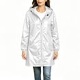 thumbnail image 5 of Stamzod Rain Coats for Women Lightweight Long Sleeve Hooded Long Rain Jacket Waterproof Windbreaker Outerwear with Pockets White XL, 5 of 10