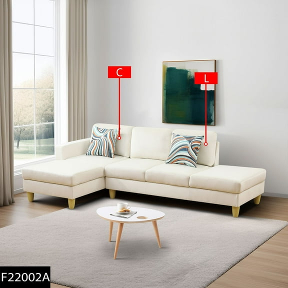 Beige Lint 2-Piece Couch Living Room Sofa Set