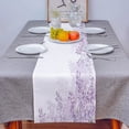 thumbnail image 3 of Purple Flower White Table Runner Kitchen Decor Tablecloth Hotel Home Wedding Decor Table Runners, 3 of 6