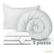thumbnail image 5 of Juego de Cama Dreamlab Edredón Acolchado con Fundas de Almohadas y Sábanas TAMAÑO INDIVIDUAL hipoalergénico Blanco, 5 of 9
