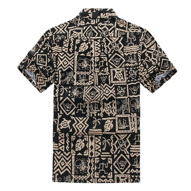 Men's Aloha Shirt S Black Hawaiian