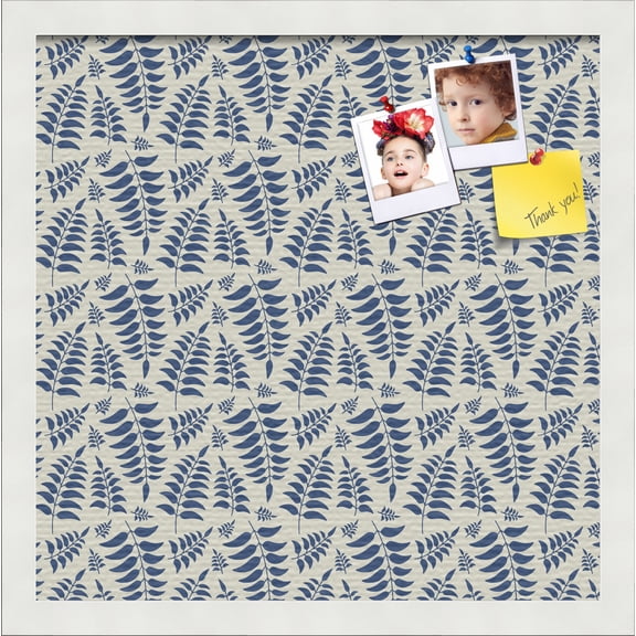 PinPix 16x16 Custom Cork Bulletin Board Fern Navy Poster Board Has a Fabric Style Canvas Finish, Framed in Fern Navy, by ArtToFrames (PinPix-1583)