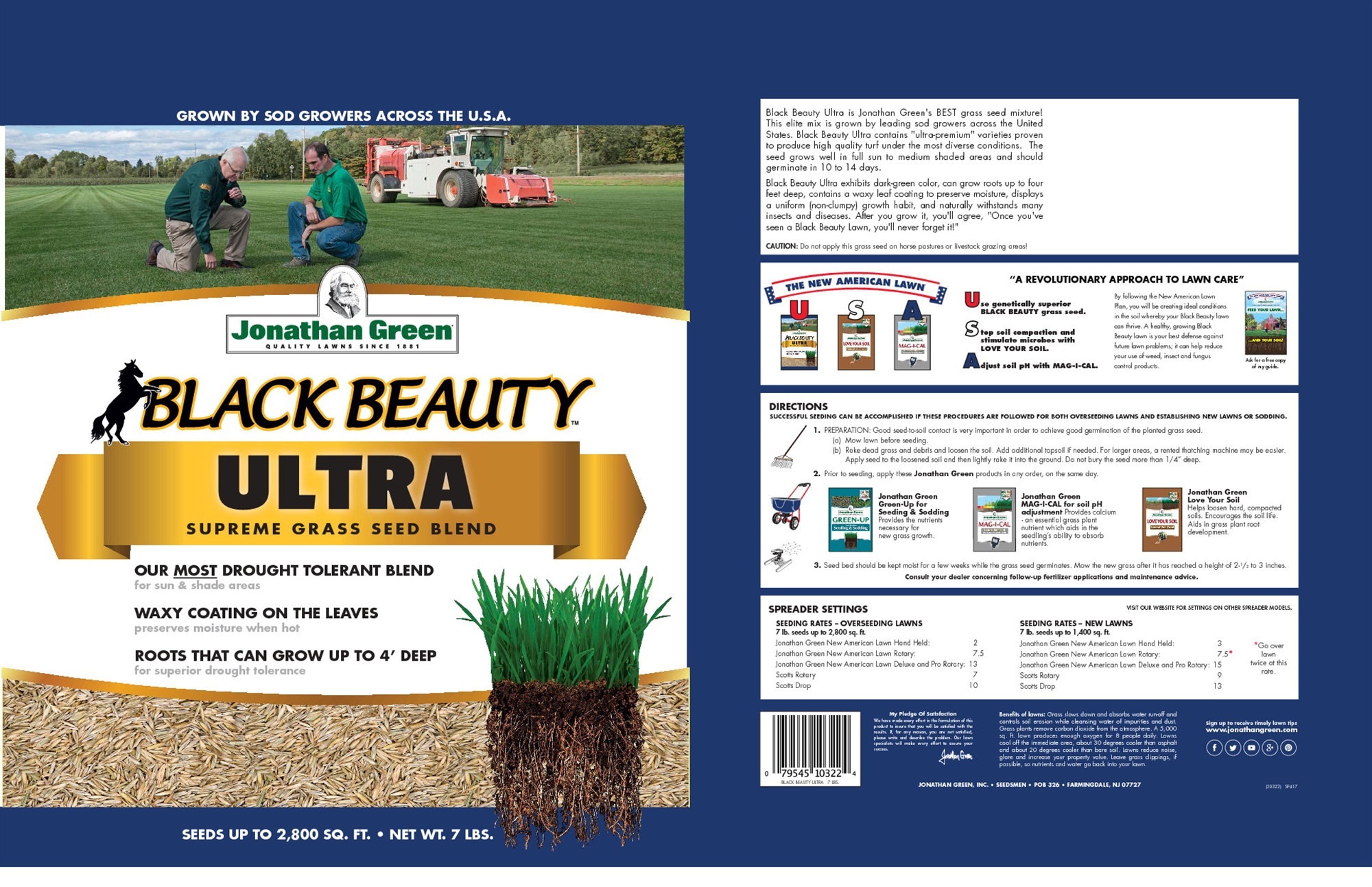 Jonathan Green Black Beauty Grass Seed, 100 lbs - Disease-Resistant