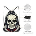 thumbnail image 5 of XMXT Unisex Drawstring Backpack for Women Men, Skulls Decor Background Waterproof Gym Bag String Bags for Shopping Sport Travel, s, 5 of 8