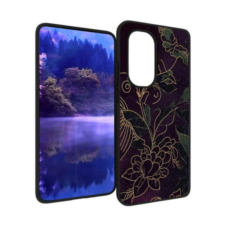 Gold-Floral-Dark-Grunge-Academia-aesthetic-4 Phone Case, Degined for Motorola Moto Edge 2022 Case Men Women, Flexible Silicone Shockproof Case for Motorola Moto Edge 2022