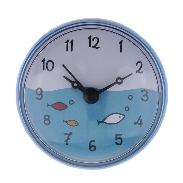 Shower Clock Bathroom Clock Wall Clock Bathroom Suction Mirror Clock, Selection , Blue, 75x35mm