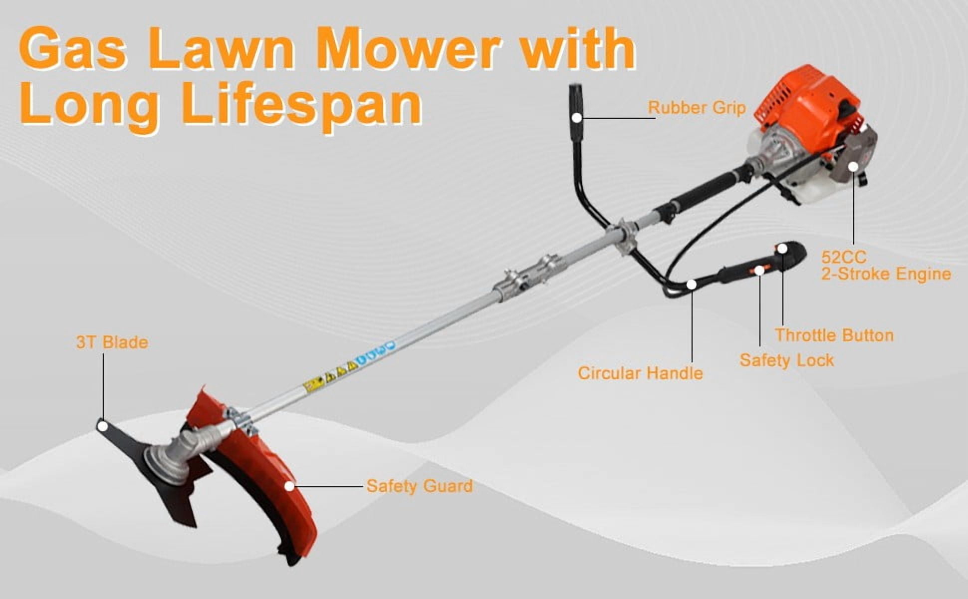 Seipouy Gas String Trimmer | 2 in 1 Cordless String Trimmer | 52cc 2-Stroke Weed Wacker Gas Powered | Weed Eater| Gas Weed Eater | Grass Trimmer | 10'' Brush Cutter & Shoulder Strap Included