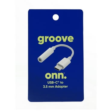 onn. USB-C to 3.5mm Adapter White Cable