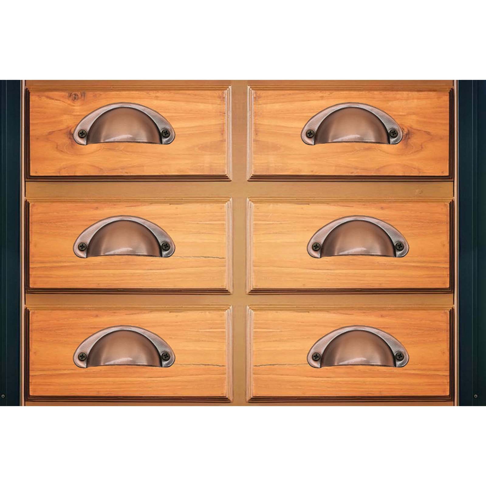 Vacemry 5Pcs Classical Cup Handle Pulls, Antique Drawer Handles Cabinet Hardware for Kitchen Cupboard Bathroom Furniture, 12-Piece Set of Vintage Brass Finish Knobs