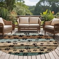 thumbnail image 5 of Dog Paws Printed Round Rugs 7ft, Vintage Teal Brown Wooden Farmhouse Non Slip Washable Rug Runner, Low Pile Indoor Floor Carpet Mat Bathroom Rugs for Living Room, Bedroom, Kids Room, 5 of 9