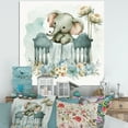 thumbnail image 2 of Designart Baby Elephant In Crib With Flowers I Canvas Wall Art, 2 of 5