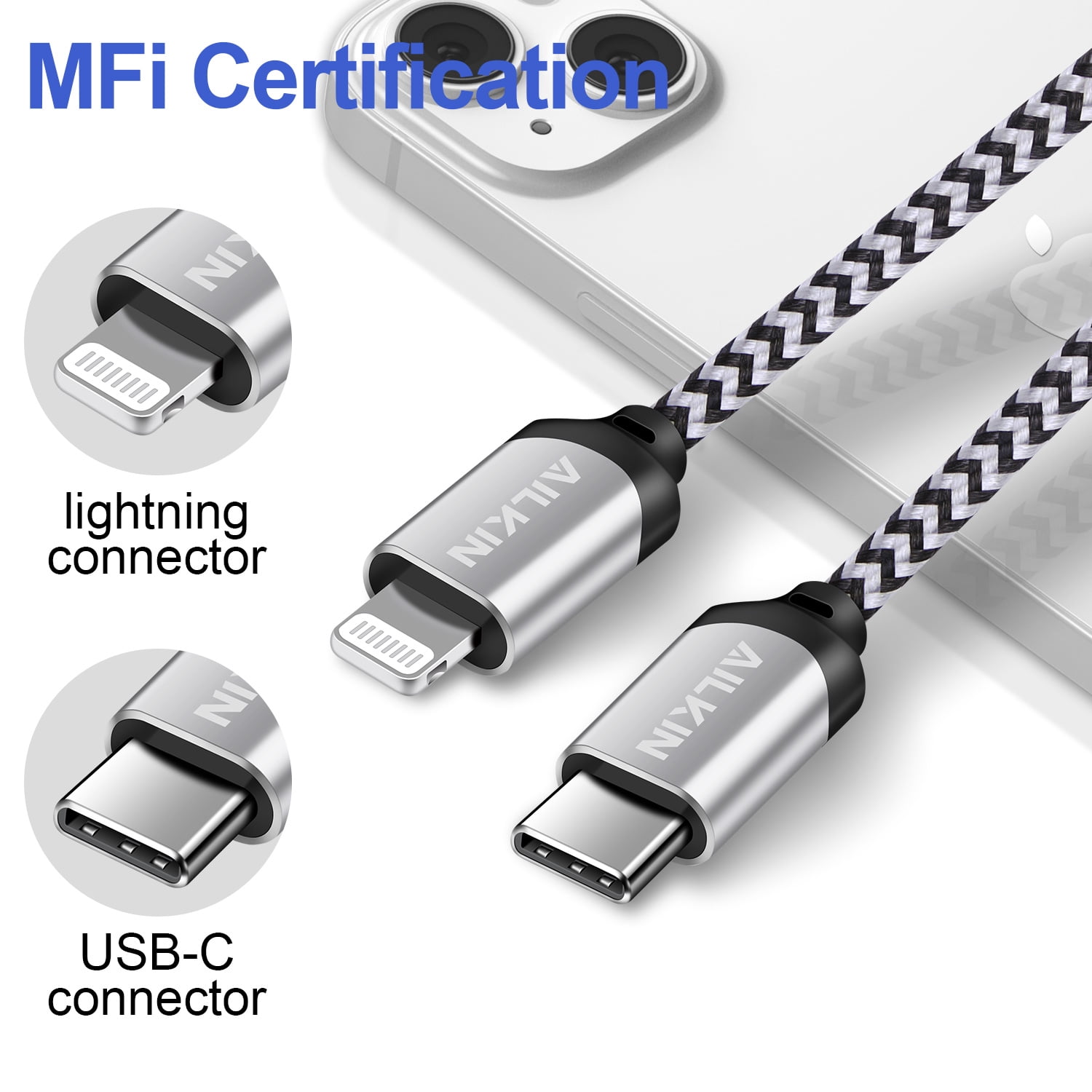AILKIN Compatible with iPhone Charger Fast Charging 6ft Cords 3pack Compatible with iPhone 14/13/12/11/10,White