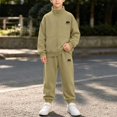thumbnail image 5 of oelaio Boys Sweatsuit Set Fall Winter Tracksuits 2 Piece Zip Up Hoodie and Jogger Sweatpants Youth Kids Activewear Sets with Pockets Green 9-10 Years, 5 of 6
