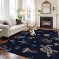 thumbnail image 2 of 8'x10' Area Rugs, Navy Blue Coastal Indoor Outdoor Area Rug for Living Room Bedroom, Nautical Summer Beach Sea Turtle Starfish Washable Bathroom Rugs Kitchen Floor Carpet Mats Home Decor Aesthetic, 2 of 8