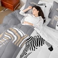 thumbnail image 4 of Homewish Teenagers Animal Zebra Bedding Comforter Set 7pcs,Abstract Geometric Stripes Queen Bedding Sets Super Cozy,Black Grey White Queen Sheet Sets,Ultra Soft Home Decor,Reversible, 4 of 8