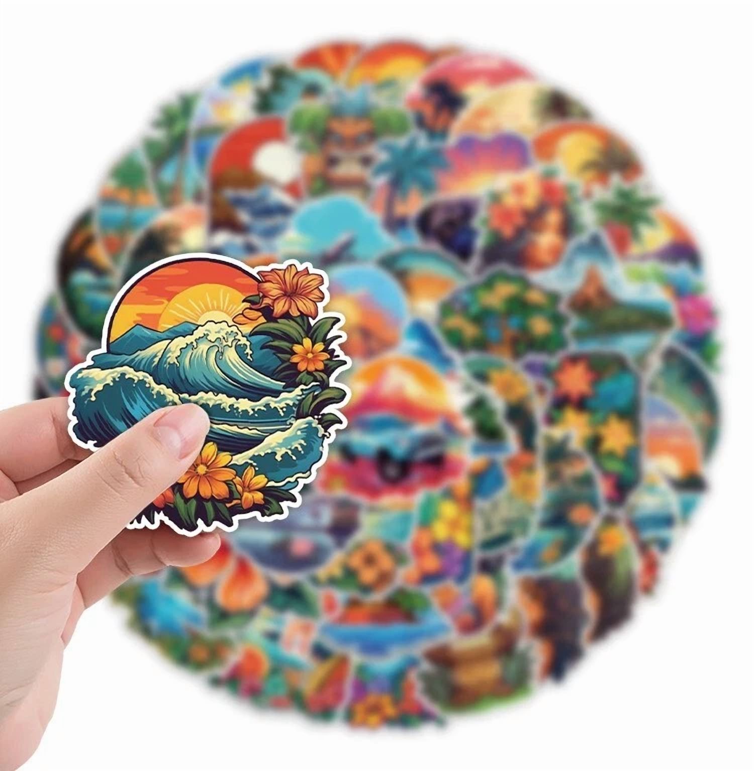 BUTTERFLY- 50Pcs Waterproof Vinyl Stickers Hawaii Beach Tree Aloha Luggage Phone Laptop Car