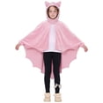 thumbnail image 2 of Helii Bat Wing Hooded Cape for Youth Teens Soft Drapable Lightweight Open Front Poncho Cloak with Pointed Ears and Jagged Hem Halloween Party Dress Up Role Play Wear Black Pink, 2 of 9
