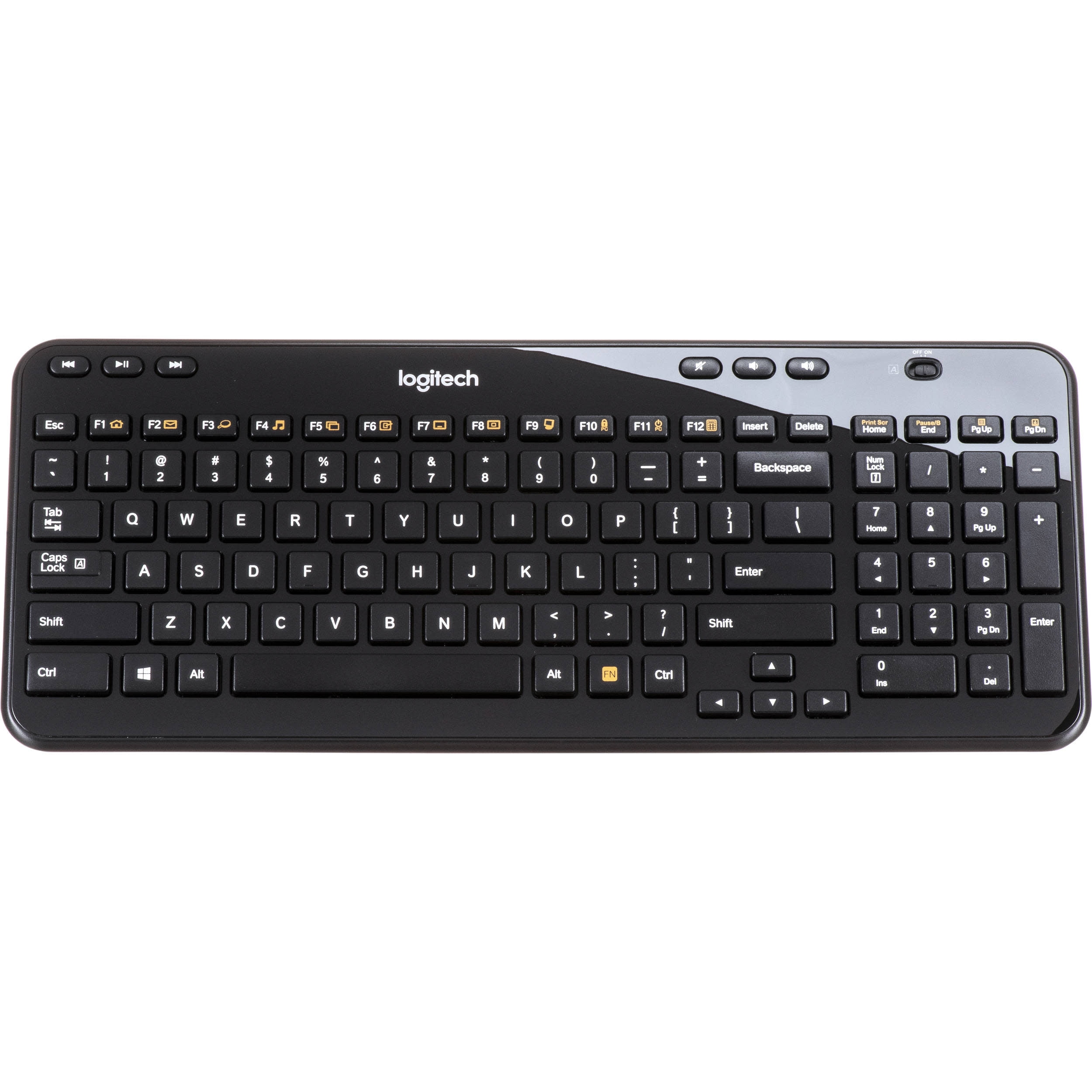 Logitech K360 Wireless Keyboard, Glossy Black