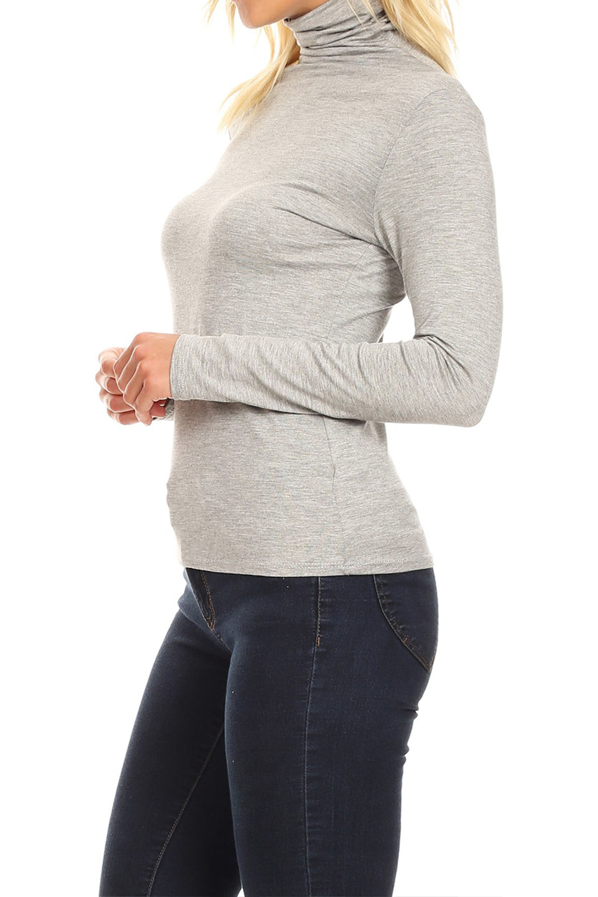 Women's Casual Solid Long Sleeve Fitted Turtleneck Sweater Top ...