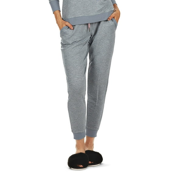 MeMoi Women's Space Dye Baby Terry Bamboo Blend Jogger Pants - Womens - Female (L, Blue)