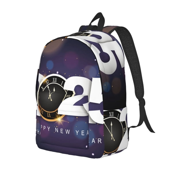 Easygdp 2025 Happy New Year 4 Mochila de Lona Resistente para Laptop, Compatible con Laptops de 15 a 17 pulgadas, Ideal para Escuela, Trabajo y Viajes-Medium