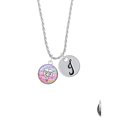 thumbnail image 2 of Delight Jewelry Silvertone Domed Multi Color OTD Silvertone Script Initial Disc - J - Charm Necklace, 20"+3", 2 of 4