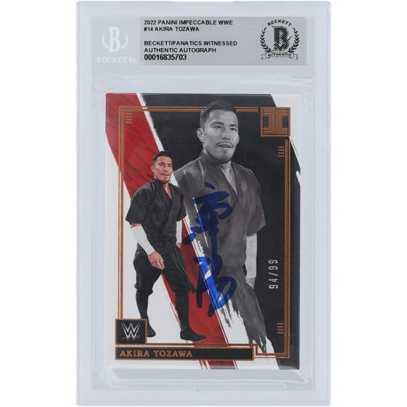 Akira Tozawa WWE Autographed 2022 Panini Impeccable #14 #/99 Beckett Fanatics Witnessed Authenticated Card - Fanatics Authentic Certified