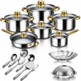 thumbnail image 1 of Batería de Cocina de Acero Inoxidable de 15 Piezas, Juego de Ollas y Sartenes Antiadherentes, con Ollas y Espátulas Reforzadas, Apta para Cocinas Eléctricas y de Gas, Apta para Lavavajillas, 1 of 4