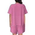 thumbnail image 3 of Bingfone Pink Gingham Print Pajamas Sets for Women Soft Short-Sleeved Pjs with Lounge Shorts Two Piece Sleepwear, 3 of 8