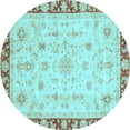 thumbnail image 1 of Ahgly Company Indoor Round Abstract Light Blue Modern Area Rugs, 6' Round, 1 of 4