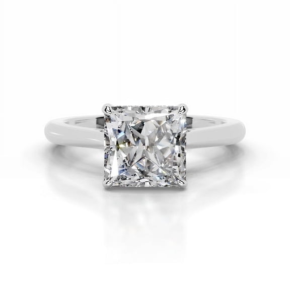 Blue Jewelry 14K White Gold Plated Ring – 1.8 Ct Princess Cut Lab Moissanite – Wedding Rings – Solitaire Accent Moissanite Rings for Her – Engagement Wedding Jewelry for Her