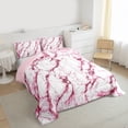 thumbnail image 3 of Castle Fairy Boys Girls Abstract Gradient Marble Full Size Comforter Sets 3-Piece,Stone Pattern Bedding Comforter Set,Pink White Lightweight Bedding Sets,Breathable Home Decor,Reversible, 3 of 8