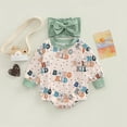 thumbnail image 3 of SYNPOS Newborn Baby Girls Rib Cute Oversized Sweatshirt Jumpsuit+Headband Outfits, 3 of 6