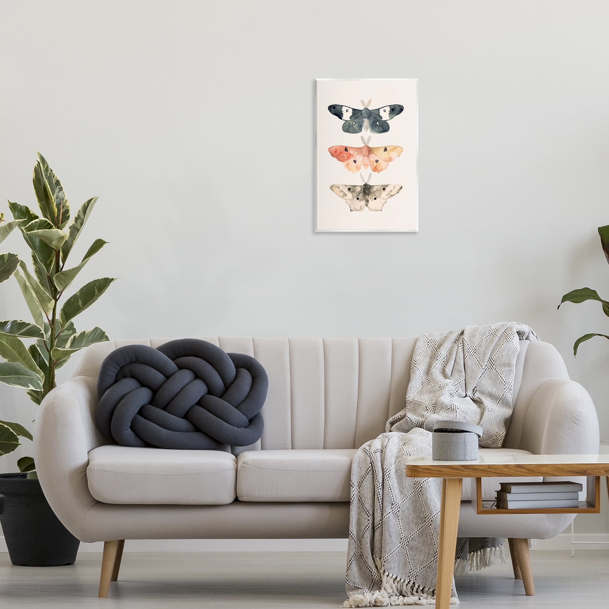 Stupell Industries Watercolor Moth Trio Animals Painting Unframed Art Print Wall Art, 13 x 19