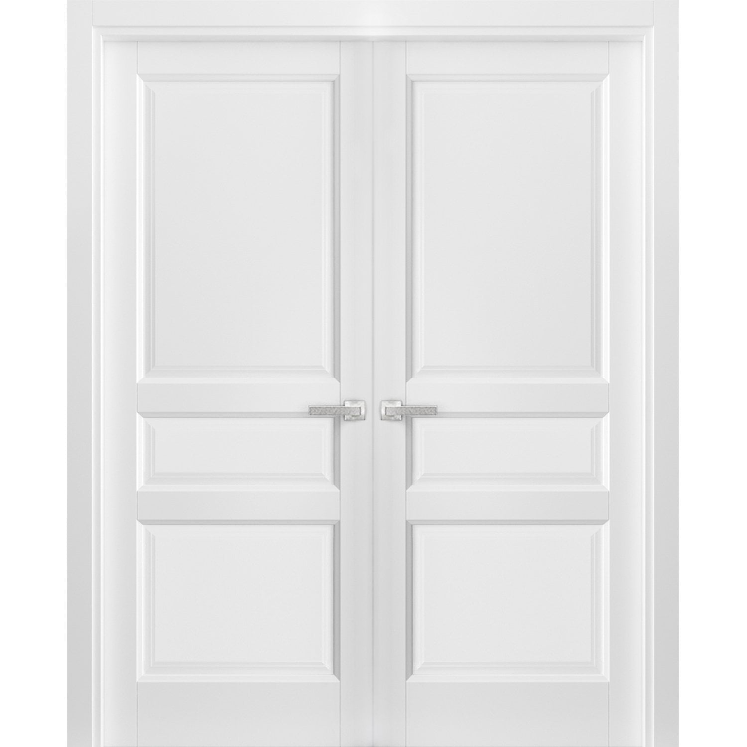 French Double Panel Solid Doors 48 x 80 with Hardware | Lucia 31 Matte ...