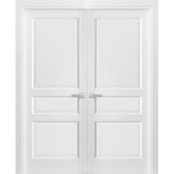 French Double Panel Solid Doors 60 x 80 with Hardware - Walmart.com ...