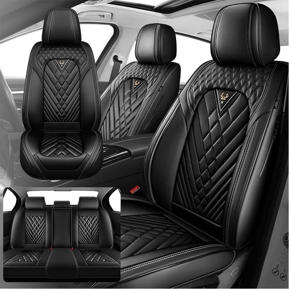 Fit for Hyundai Elantra 2010 Seat Cover, Leather 5 Piece Full Set Scratch Resistant Beautify Interior, Black Car Seat Covers, Give Your Interior a New Look