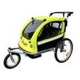 thumbnail image 1 of Booyah Strollers Double Child Baby Bike Bicycle Trailer, Jogger, Stroller with Suspension (Green), 1 of 5