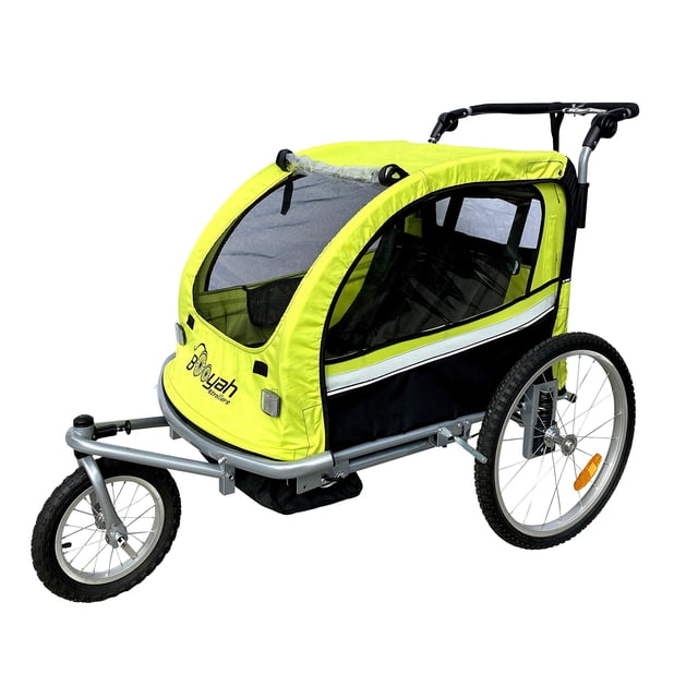 Booyah Strollers Double Child Baby Bike Bicycle Trailer, Jogger, Stroller with Suspension (Green)