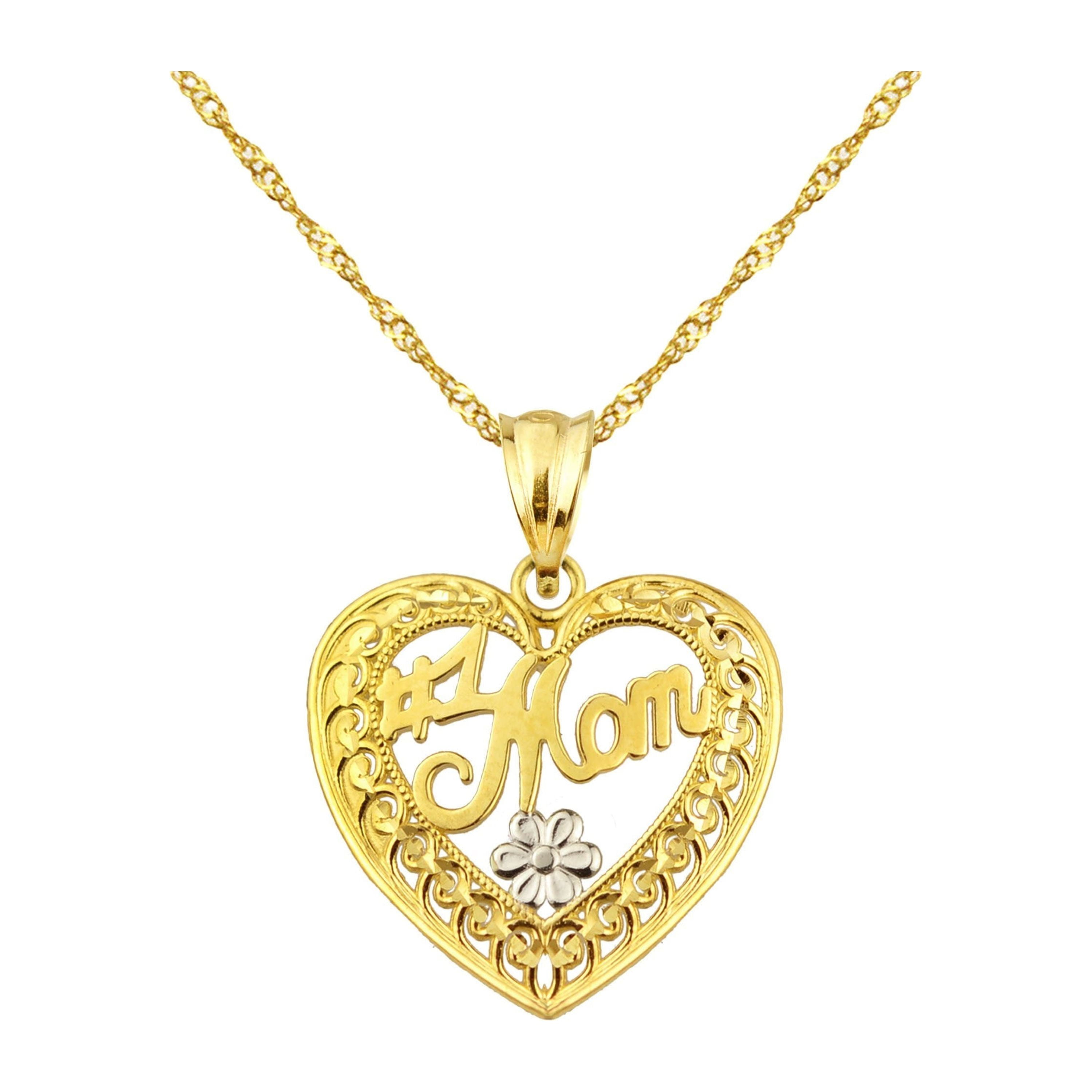 Handcrafted 10kt Gold #1 MOM Charm Pendant